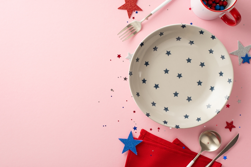 Usa,Independence,Day,Festivities,Menu.,Top,View,Of,Table,Setting,